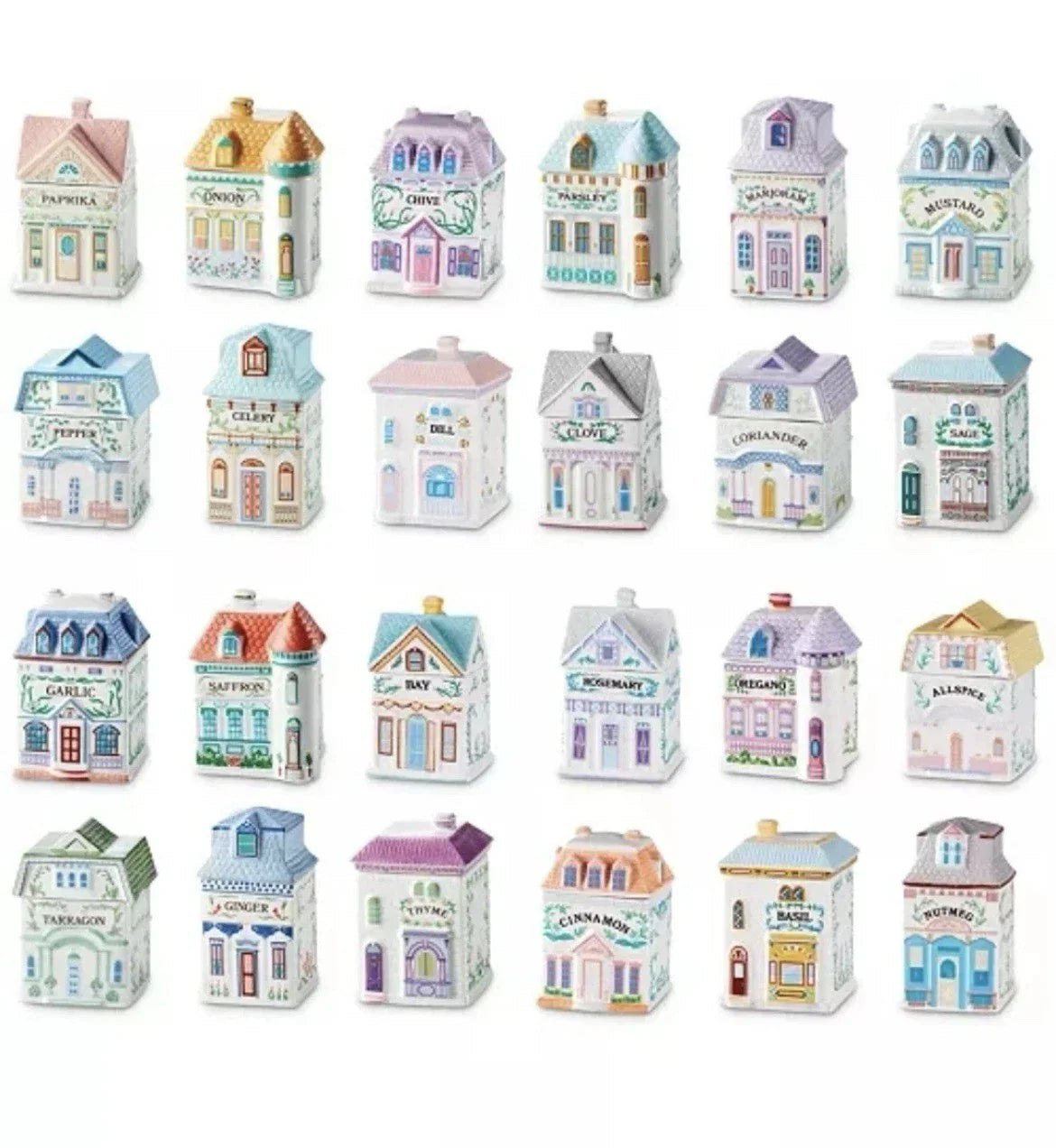 Vintage 1989 Lenox Spice Village – Complete Set of 24 Houses No Rack New