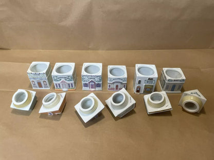 Vintage Porcelain Lenox Complete Spice Village & Rack,24 Spice CottagesVGC, 1989