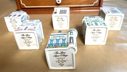 Vintage Porcelain Lenox Complete Spice Village & Rack,24 Spice CottagesVGC, 1989